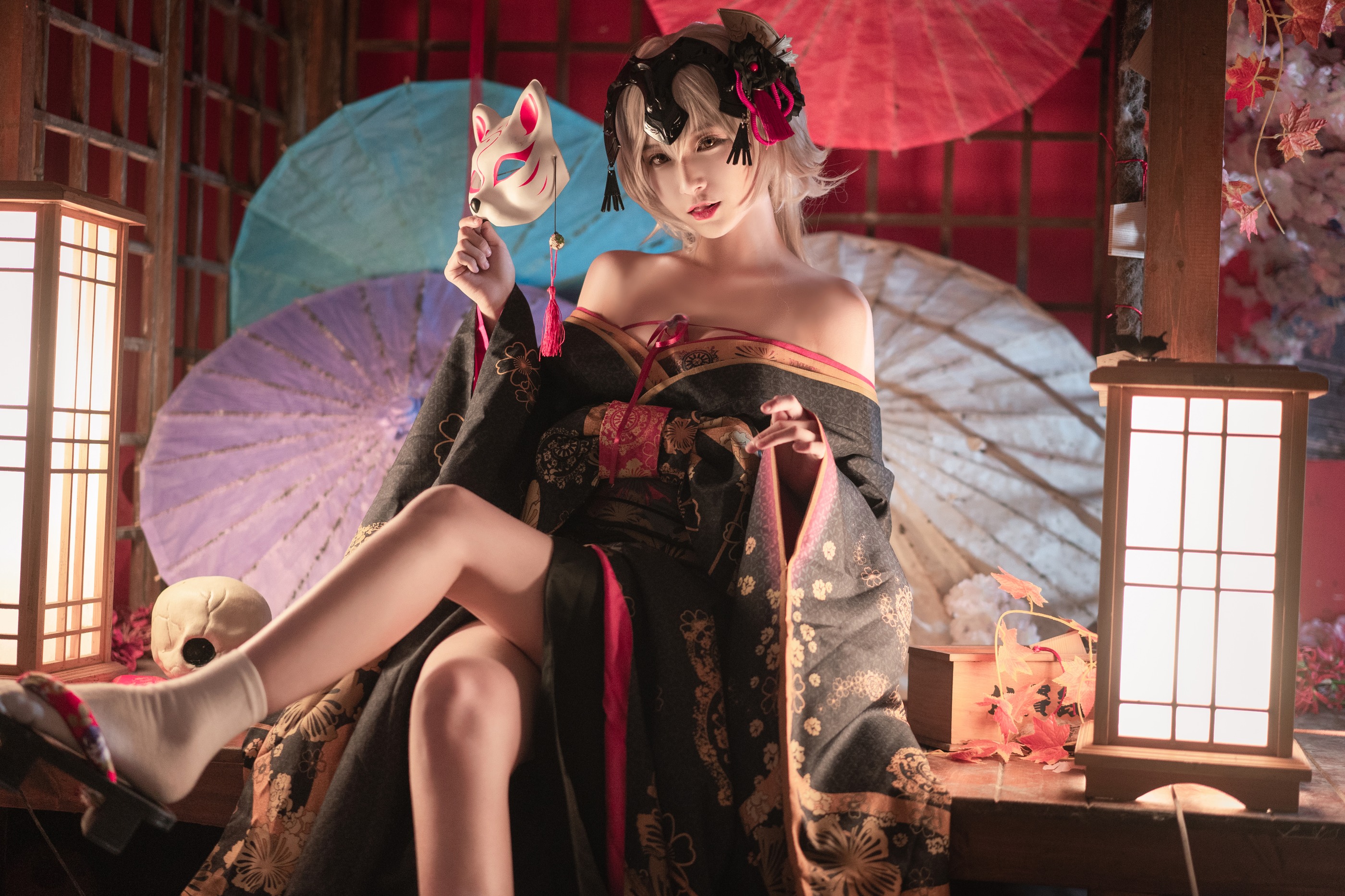 图片[1]-铁板烧鬼舞w – NO.007 黑贞花魁[35P]-XikXak